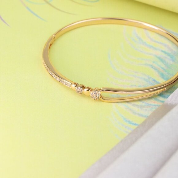 Radiant Rose Gold Bangle with Pave & Beaded Detailing, XPBL0416 - Picture 6 of 12